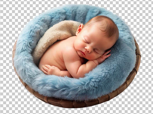 O recém-nascido dorme no travesseiro.