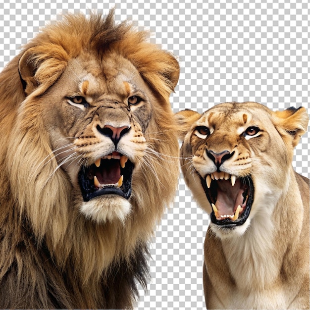 PSD o rei leão um conjunto de retratos de leões agressivos e rugidores