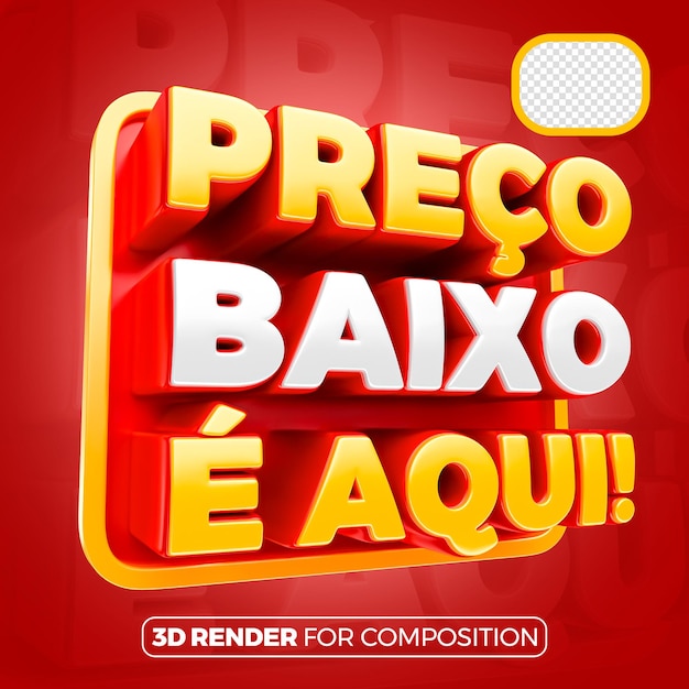 O selo de baixo preço está aqui para a composição brasileira vermelha