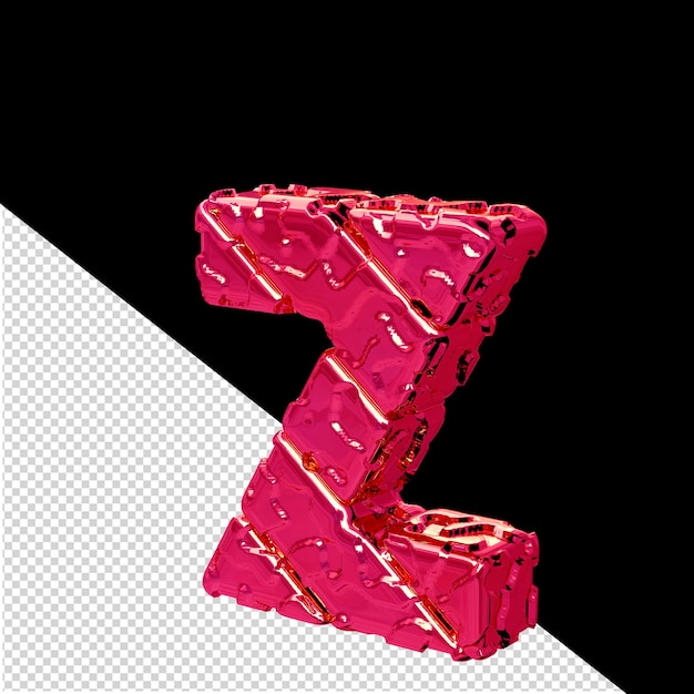 O símbolo 3D rosa não polido virou para a letra esquerda z