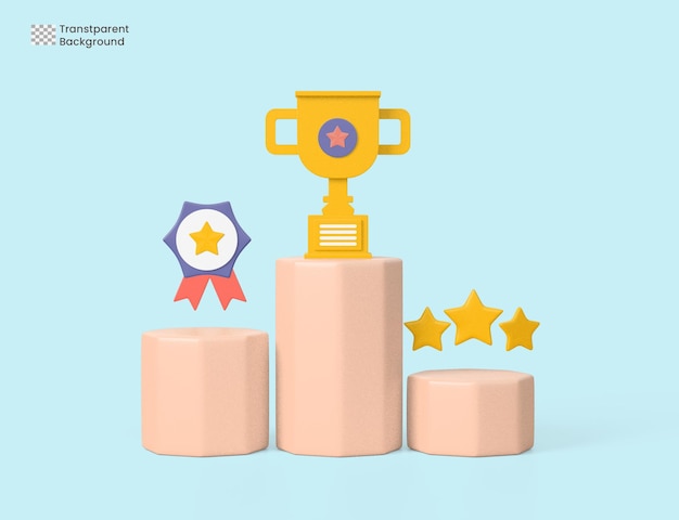 O vencedor do pódio com a renderização 3d da Copa