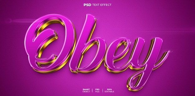 PSD obedecer efecto de texto editable en 3d