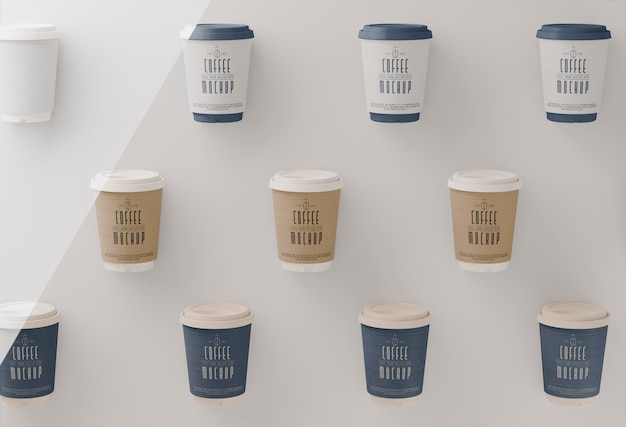 Oben Ansicht Kaffeetassen Anordnung