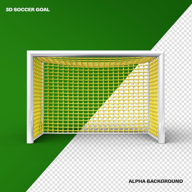 Obiettivo di calcio realistico di vista frontale isolato su priorità bassa verde