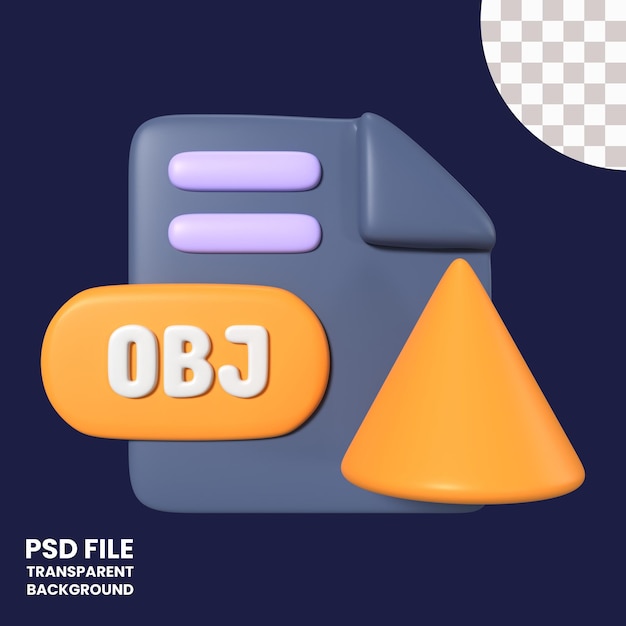 OBJ Dateierweiterung 3D-Illustration-Symbol