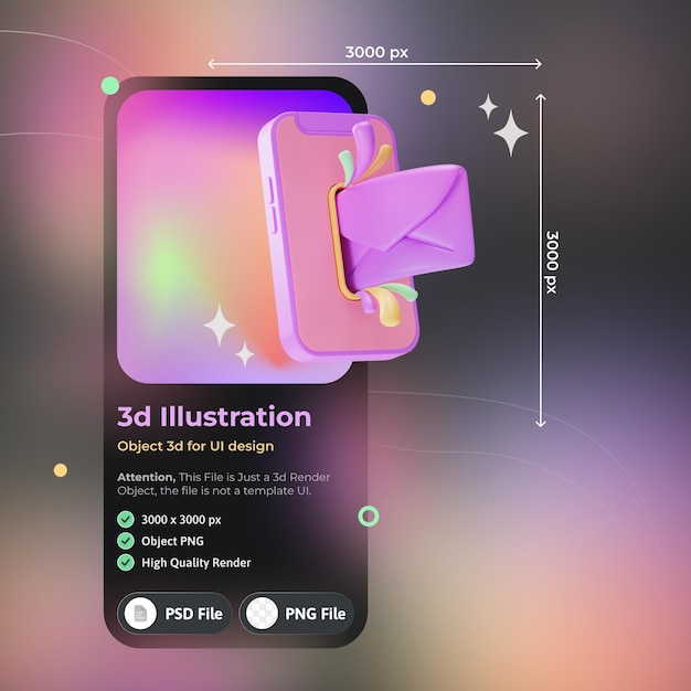 object element ui send email 3d illustration