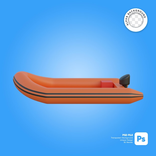 PSD objet 3d de vue latérale de bateau de sauvetage