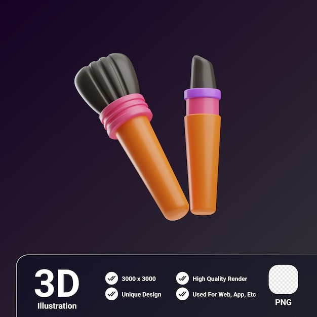 Objet de beauté et de mode Pinceaux de maquillage Illustration 3D