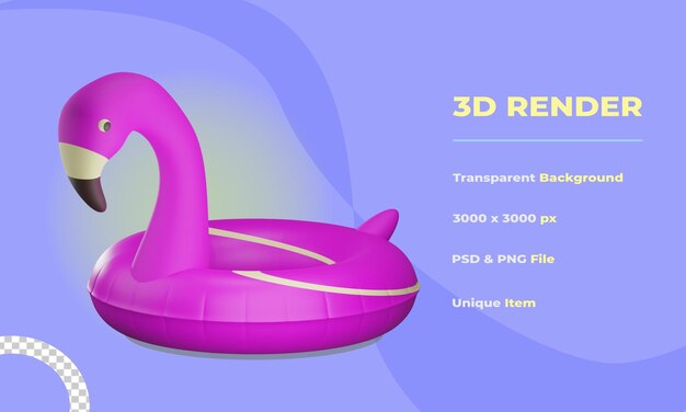 PSD objet bouée flamingo 3d avec fond transparent