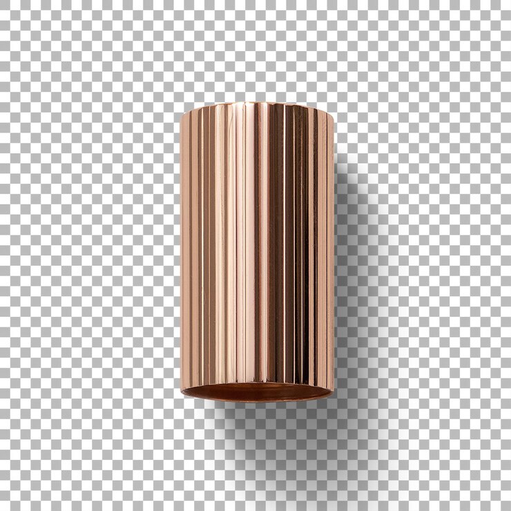 PSD un objet cylindrique élégant avec une finition métallique brillante probablement utilisé comme pièce décorative ou un élément fonctionnel