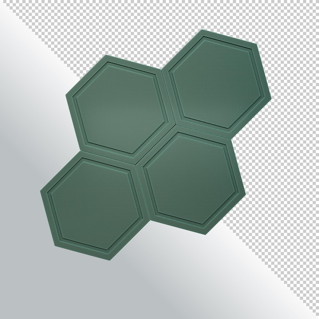 Objet hexagonal abstrait vert isolé sur fond transparent