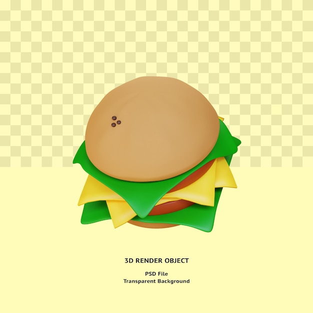 PSD objet illustratin burger 3d rendu psd premium
