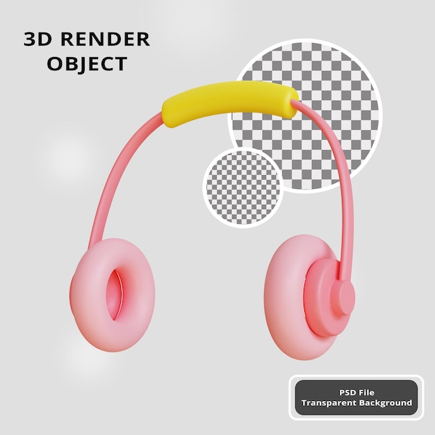 Objet d'illustration de casque de rendu 3d premium psd