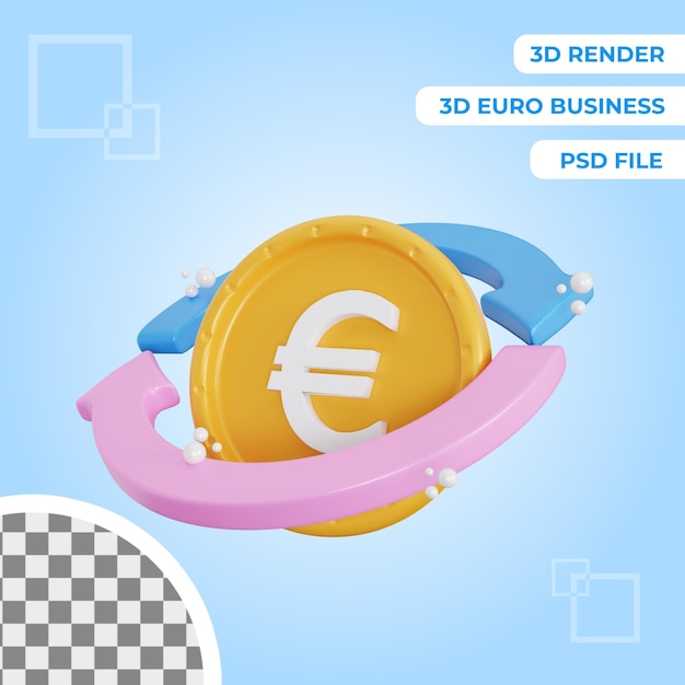 PSD objet d'illustration d'icône de transactions en euros 3d isolé