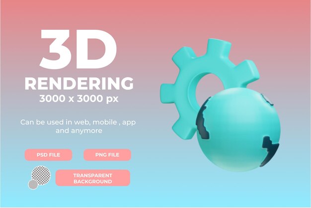 Objet d'illustration de maintenance web de rendu 3D avec fond transparent