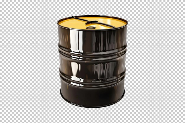 PSD objet isolé de baril de pétrole noir et jaune png sur un fond transparent