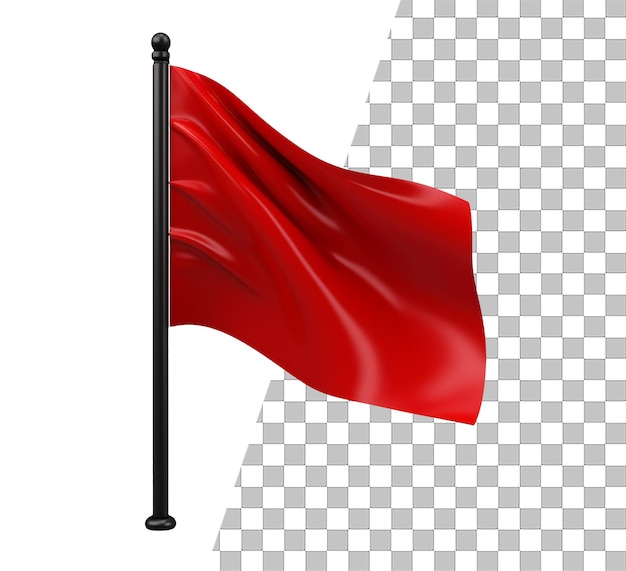 PSD objet isolé avec drapeau rouge et fond transparent