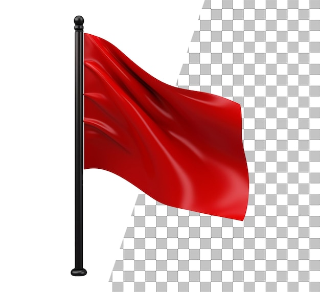 PSD objet isolé avec drapeau rouge et fond transparent