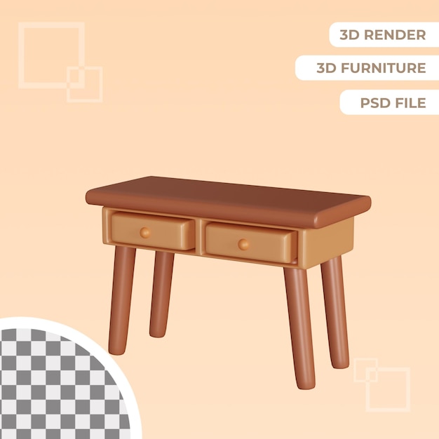 Objet Isolé D'illustration De Table Marron 3d