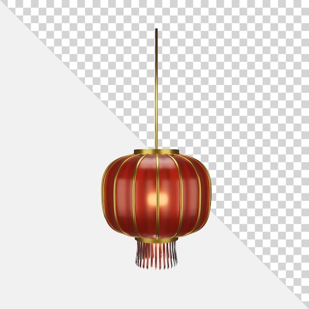 Objet Isolé De Lanterne Chinoise Traditionnelle 3d