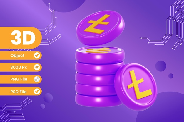 PSD objet litecoin illustration 3d