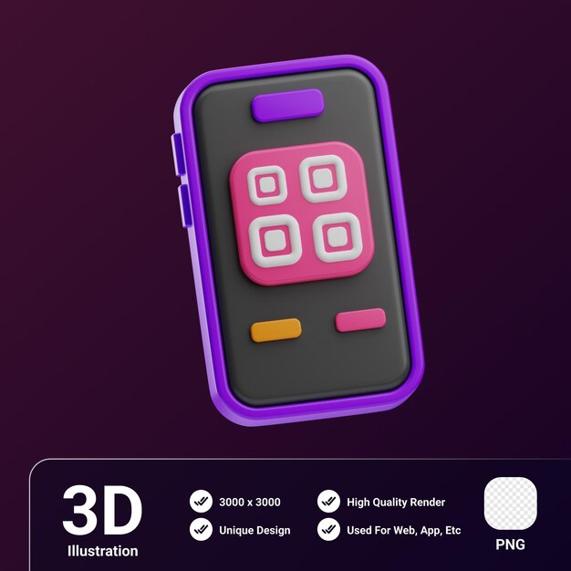 PSD objet de paiement sans contact qr code illustration 3d