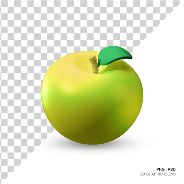 PSD objet png pomme verte trois d