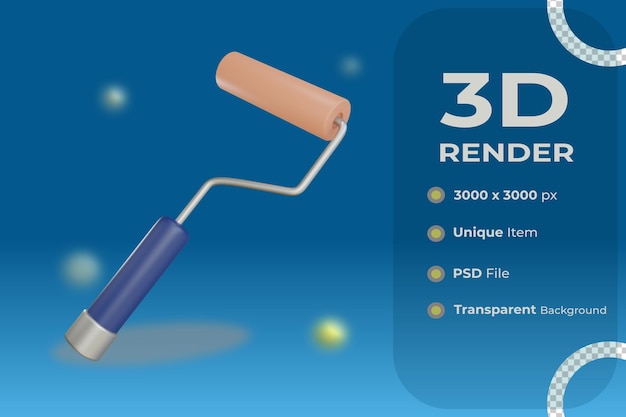 Objet de rouleau de peinture 3D avec fond transparent