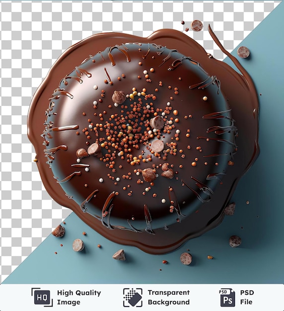 PSD objet transparent chocopan avec du chocolat sur un fond bleu