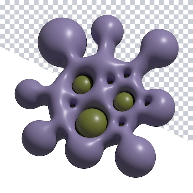 PSD un objet violet avec des points verts est à côté d'un objet violet.