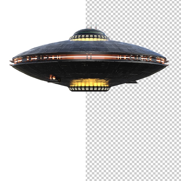 Objet volant non identifié sur le rendu 3d de fond transparent