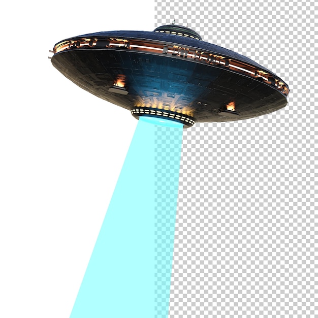 Objet volant non identifié sur le rendu 3d de fond transparent