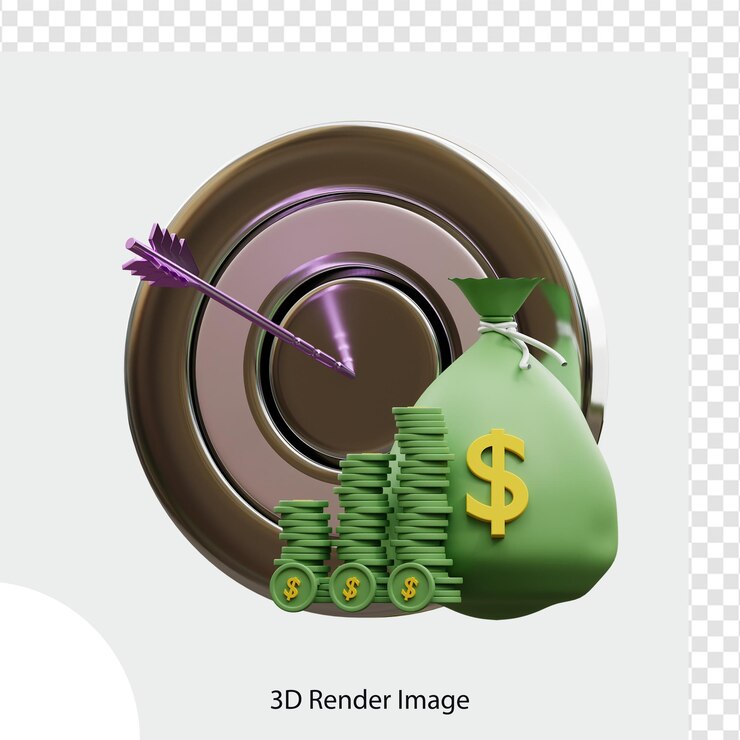PSD objetivo financiero rico ilustración 3d