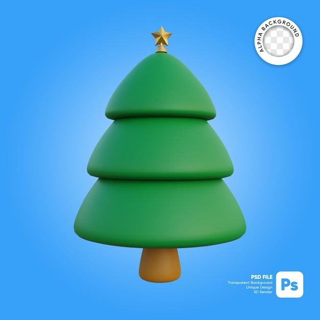 Objeto 3D de árbol de Navidad y adorno de estrella