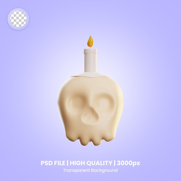 PSD objeto 3d calavera con vela