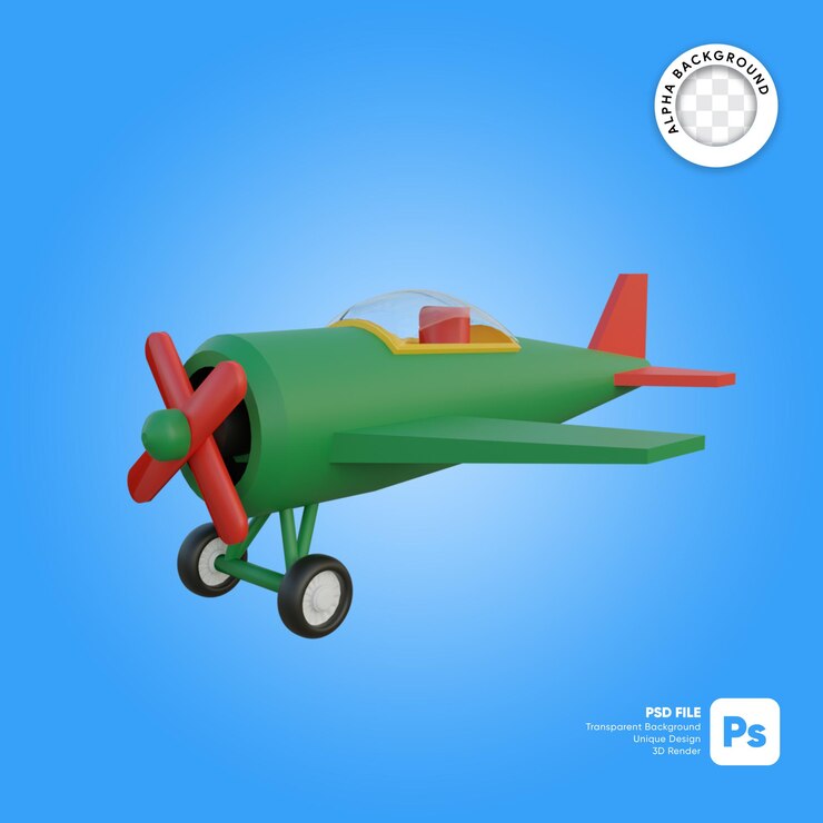 PSD objeto 3d clássico de aparência frontal de avião