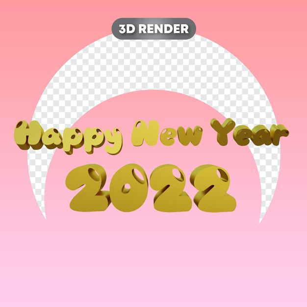 PSD objeto 3d de texto de feliz ano novo