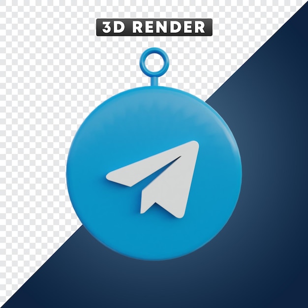 Objeto 3d do ícone de mídia social do telegram