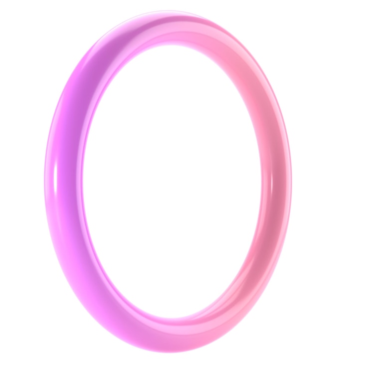 PSD objeto 3d forma abstrata metal docinho donut geométrico realista brilhante rosa e lila gradiente de cor modelo de luxo ilustração de design decorativo minimalista maquete brilhante isolado transparente png