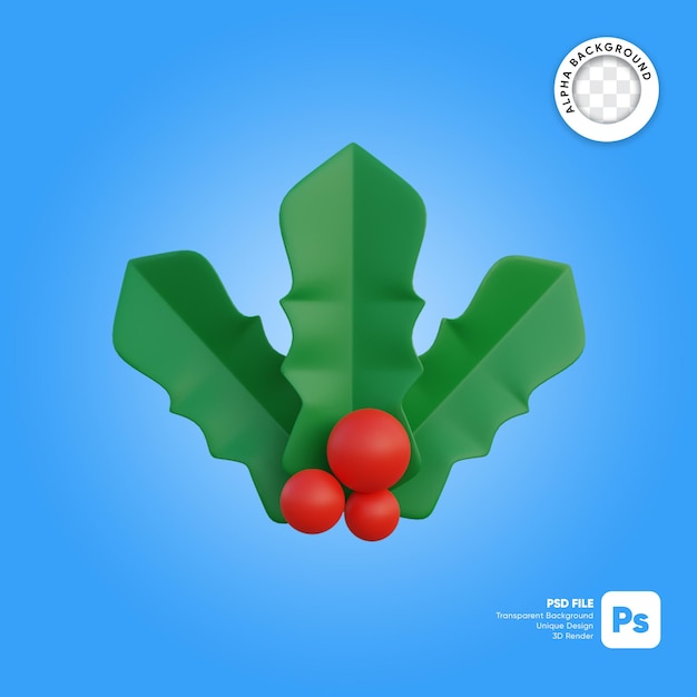 PSD objeto 3d de navidad de muérdago