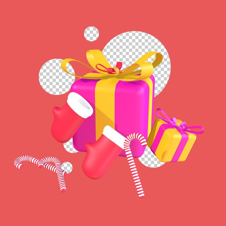 PSD objeto 3d pañuelo regalo ilustración