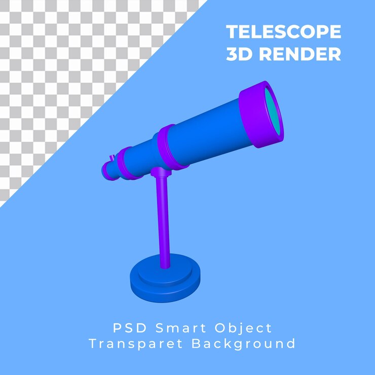 PSD objeto 3d de renderizado de telescopio simple