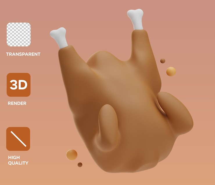 PSD objeto de acción de gracias parrilla pavo pavo 3d ilustración