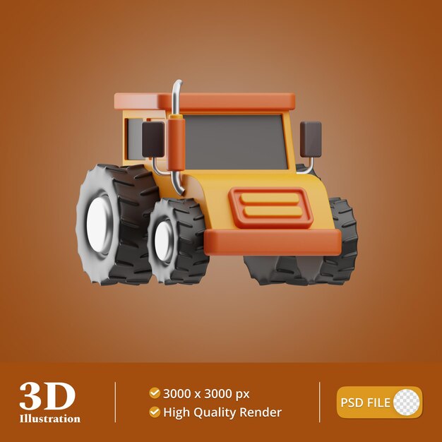 Objeto agrícola tractor ilustración 3d