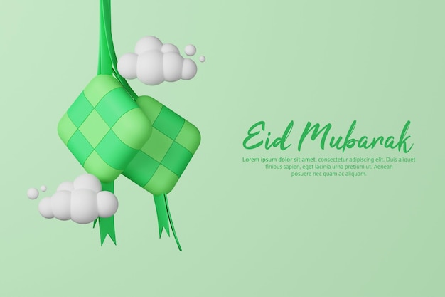 Objeto aislado 3d y texto editable plantilla de saludo eid mubarak