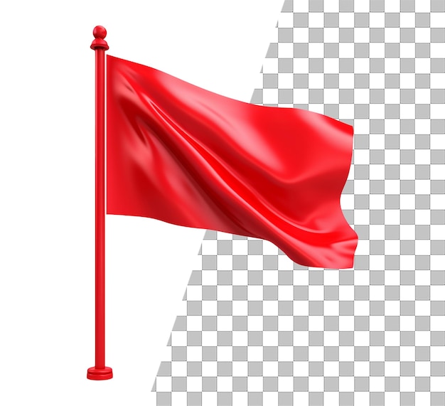 Objeto aislado de bandera roja con fondo transparente