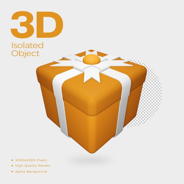 Objeto aislado de caja amarilla 3d con renderizado y resolución de alta calidad