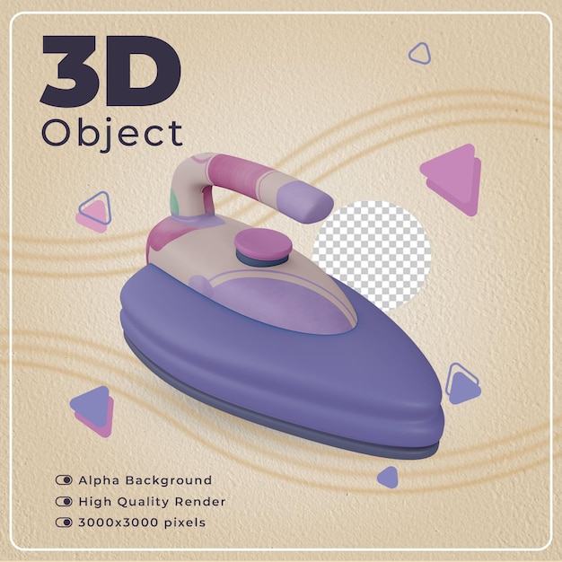 PSD objeto aislado de hierro 3d con renderizado de alta calidad