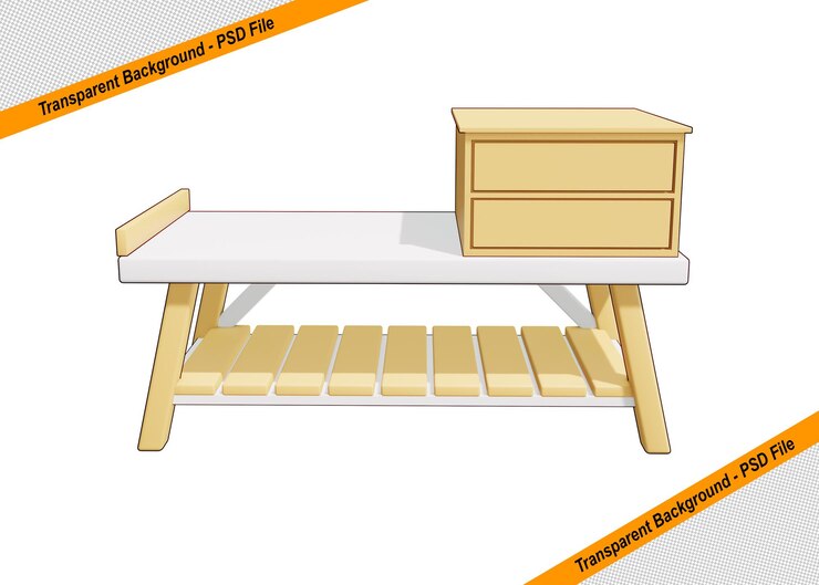 PSD objeto aislado de icono de mesa de madera 3d