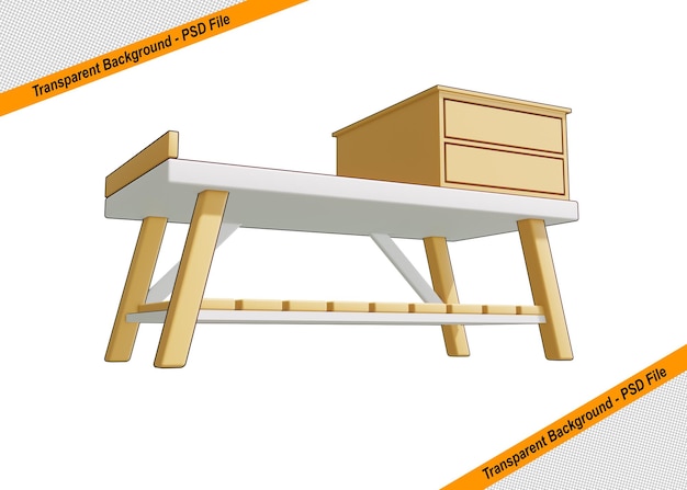 PSD objeto aislado de icono de mesa de madera 3d